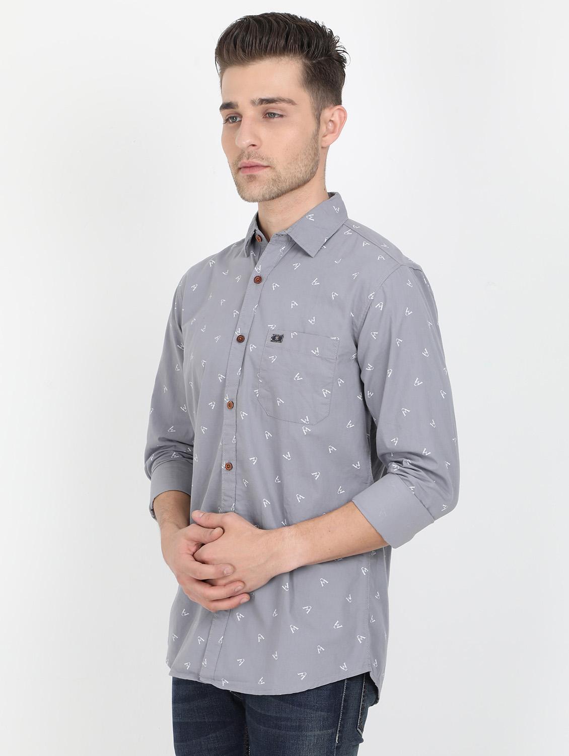 grey printed casual shirt - 17549657 - Zoom Image - 1
