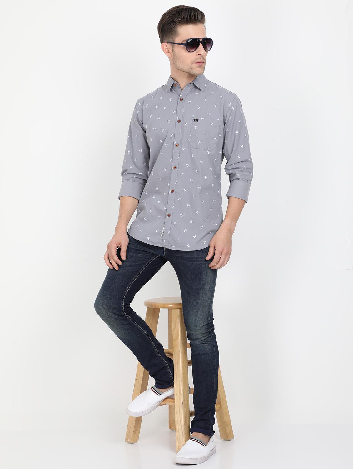 grey printed casual shirt - 17549657 - Zoom Image - 3