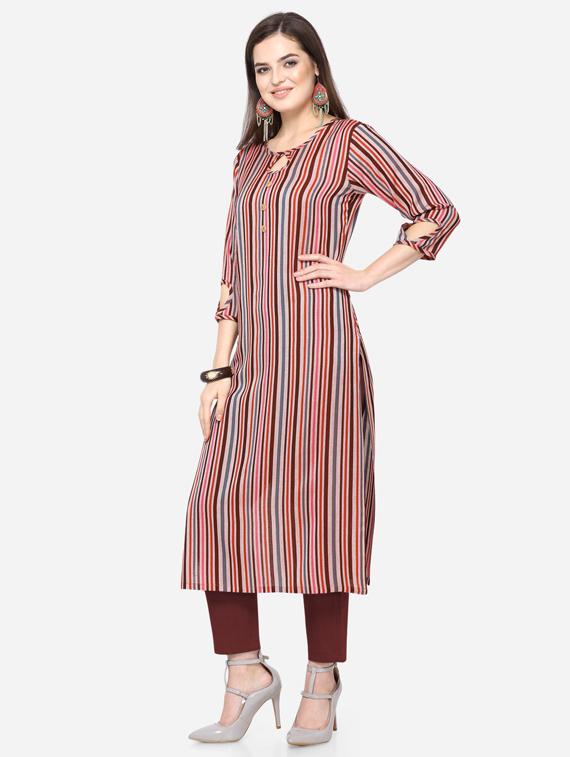 striped straight kurta - 17549699 - Zoom Image - 2