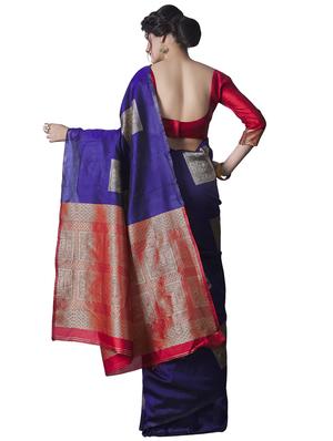 jacquard woven saree with blouse - 17549732 - Standard Image - 2
