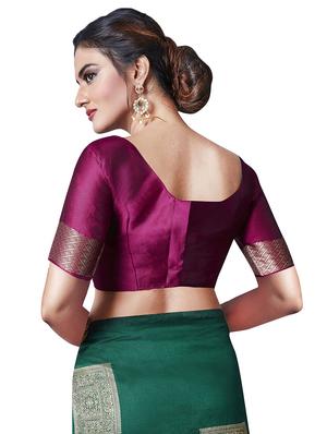 mehandi silk woven saree with blouse - 17549733 - Standard Image - 4