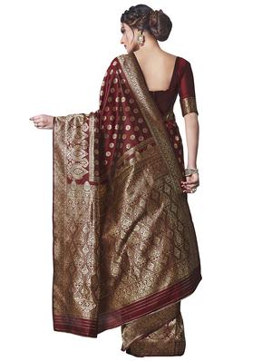 jacquard banarasi saree with blouse - 17549740 - Standard Image - 2