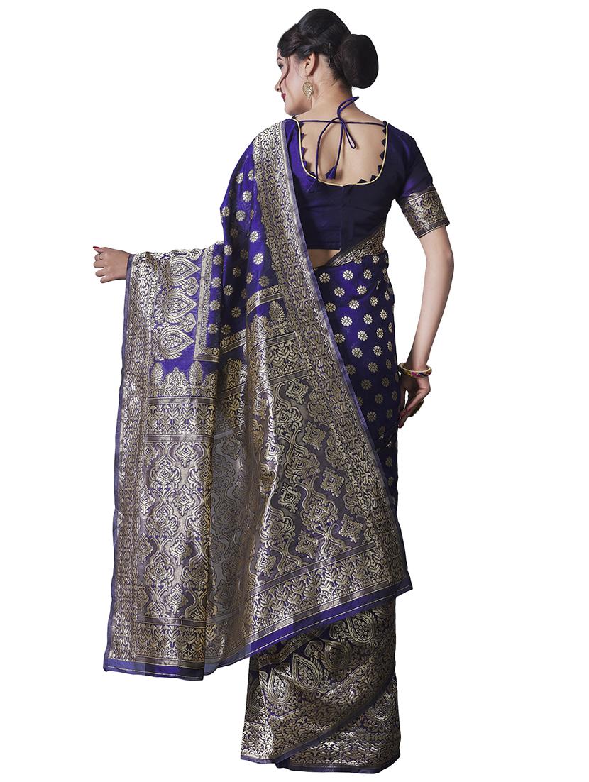 jacquard banarasi saree with blouse - 17549741 - Zoom Image - 2