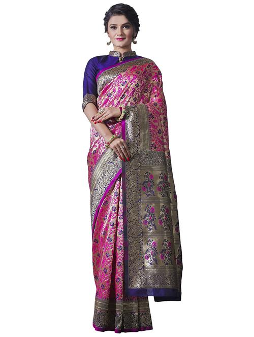 jacquard woven saree with blouse - 17549744 - Standard Image - 1