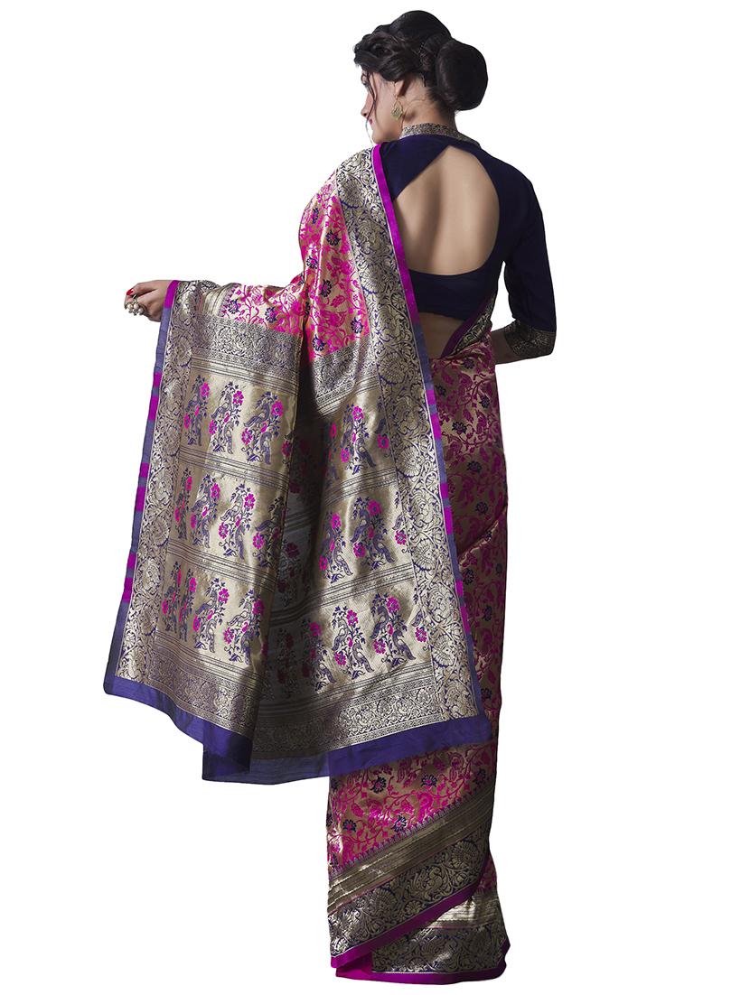 jacquard woven saree with blouse - 17549744 - Zoom Image - 2