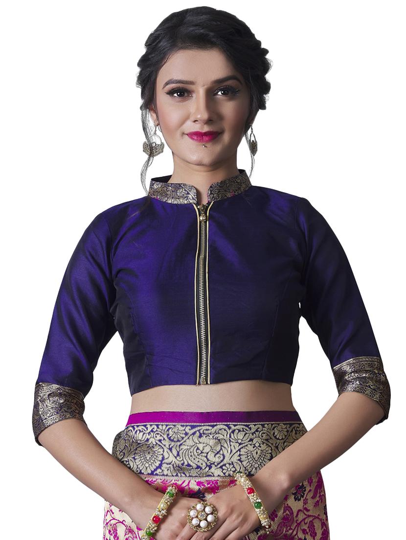 jacquard woven saree with blouse - 17549744 - Zoom Image - 3
