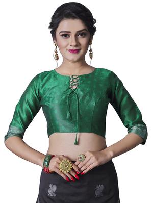 jacquard woven saree with blouse - 17549750 - Standard Image - 3