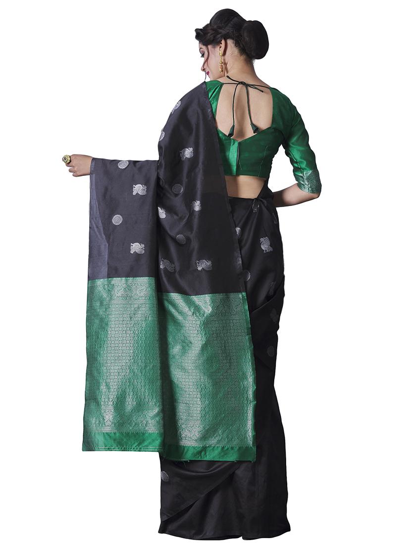 jacquard woven saree with blouse - 17549750 - Zoom Image - 2