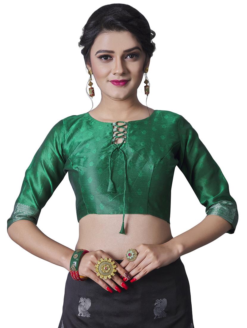 jacquard woven saree with blouse - 17549750 - Zoom Image - 3