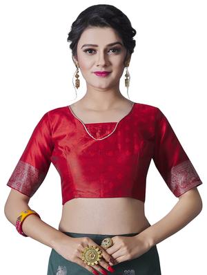 jacquard woven saree with blouse - 17549754 - Standard Image - 3