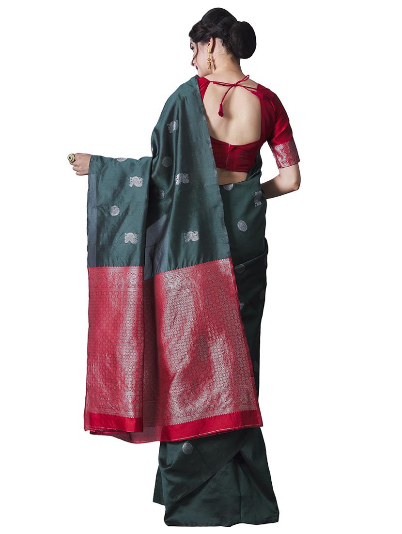 jacquard woven saree with blouse - 17549754 - Zoom Image - 2