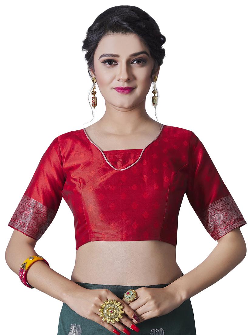 jacquard woven saree with blouse - 17549754 - Zoom Image - 3