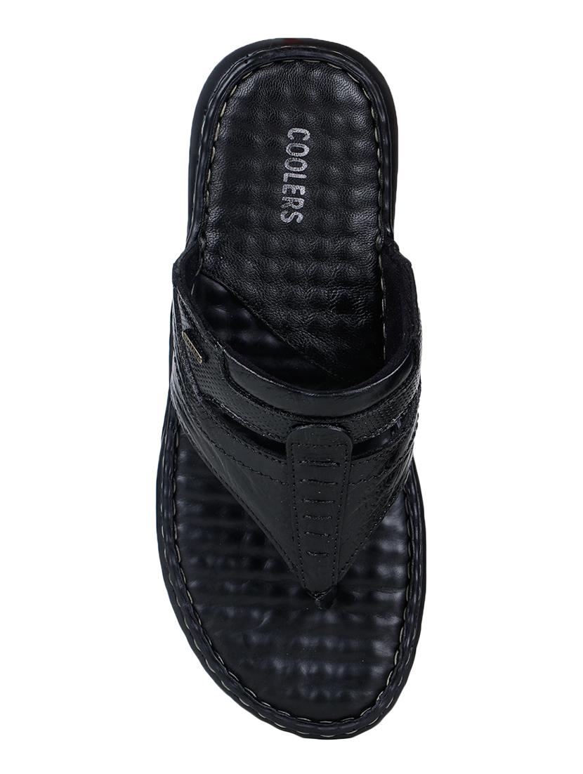 black leather toe separator slippers - 17549755 - Zoom Image - 4