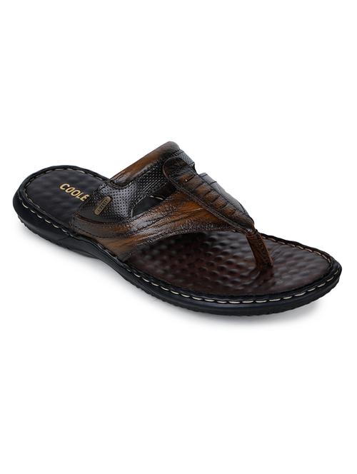brown leather toe separator slippers - 17549756 - Standard Image - 1