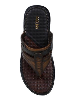 brown leather toe separator slippers - 17549756 - Standard Image - 4
