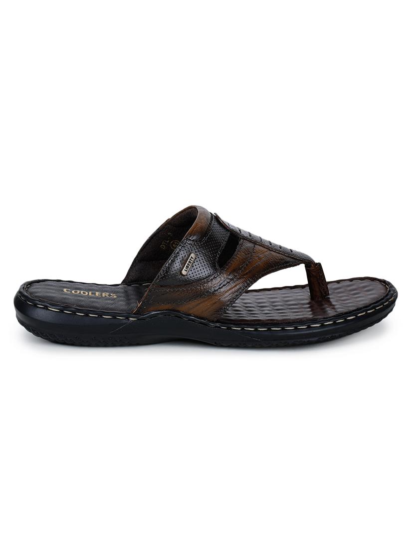 brown leather toe separator slippers - 17549756 - Zoom Image - 2