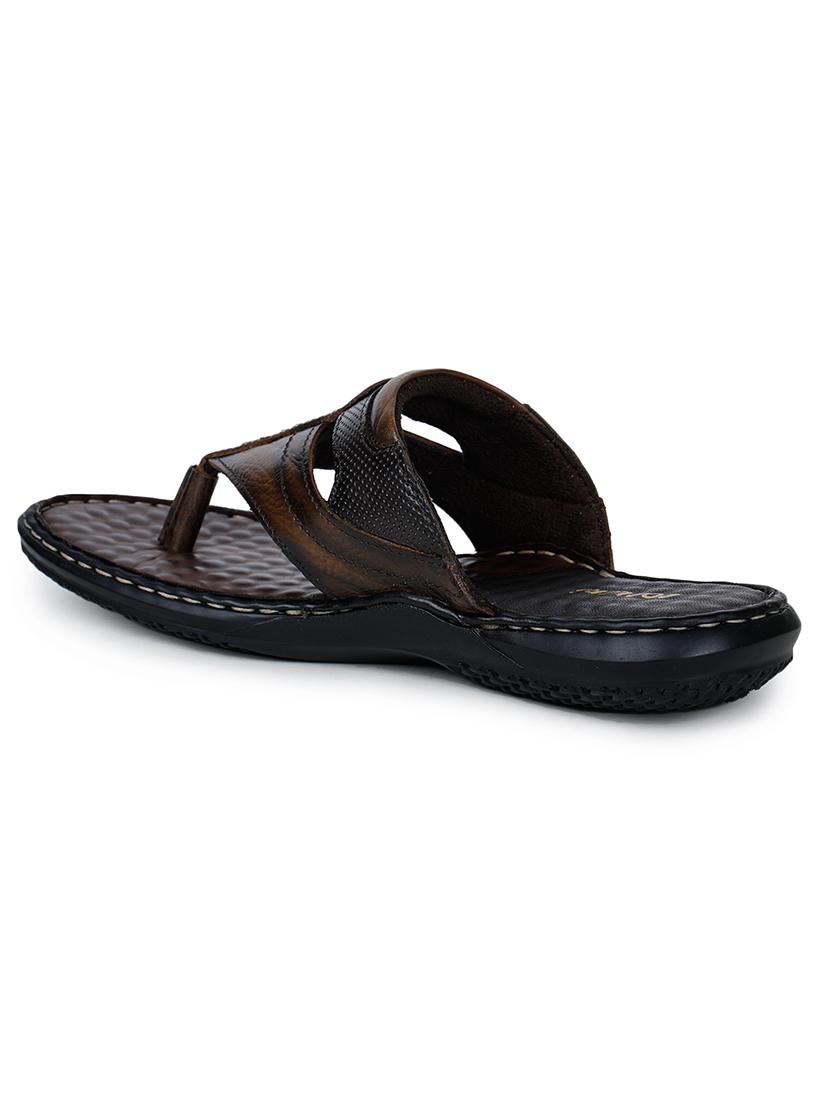 brown leather toe separator slippers - 17549756 - Zoom Image - 3
