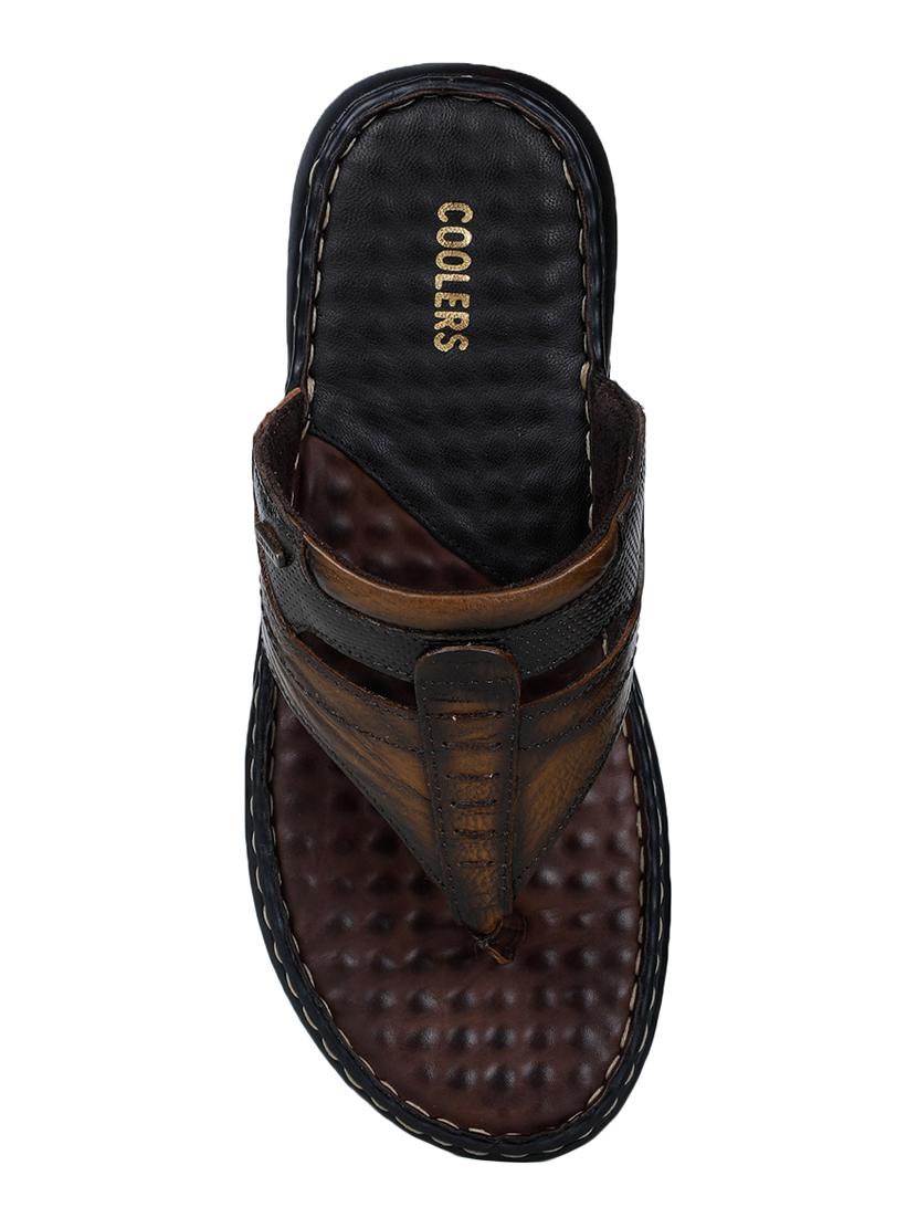 brown leather toe separator slippers - 17549756 - Zoom Image - 4