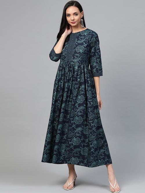 floral print flared ethnic dress - 17549885 - Very Small Image - 1