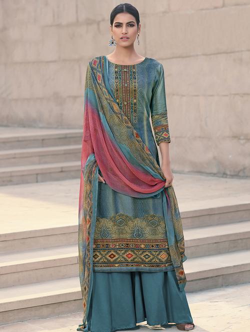 embroidered unstitched suit - 17549987 - Standard Image - 1
