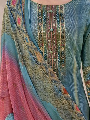 embroidered unstitched suit - 17549987 - Standard Image - 2