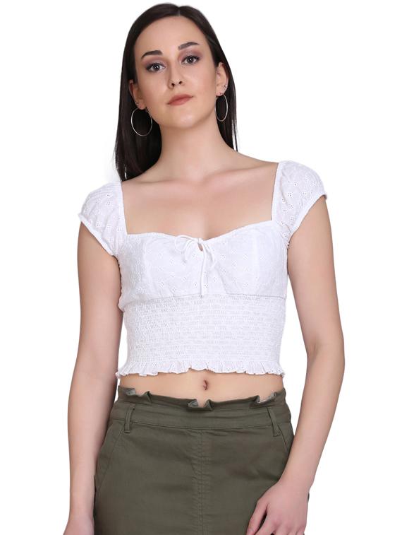 smock detail crop top - 17549999 - Zoom Image - 1