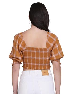 checkered crop top - 17550004 - Standard Image - 3