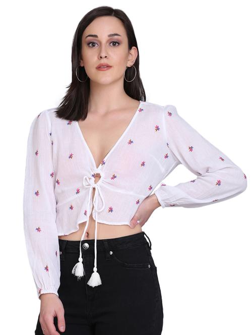 tie front crop top - 17550006 - Standard Image - 1