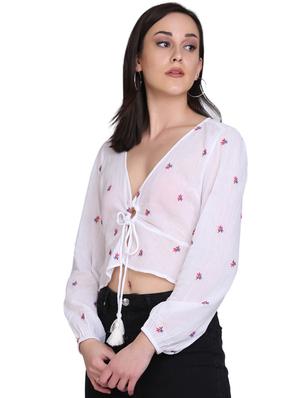 tie front crop top - 17550006 - Standard Image - 2