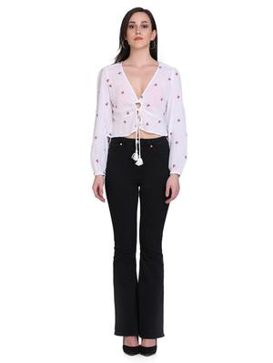 tie front crop top - 17550006 - Standard Image - 4