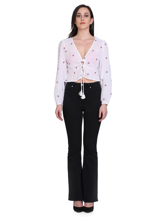 tie front crop top - 17550006 - Zoom Image - 4