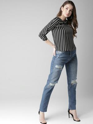 round neck striped top - 17550157 - Standard Image - 4