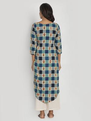checkered asymmetric kurta - 17550227 - Standard Image - 3
