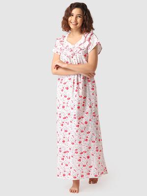 lace detail floral nighty - 17550279 - Standard Image - 3