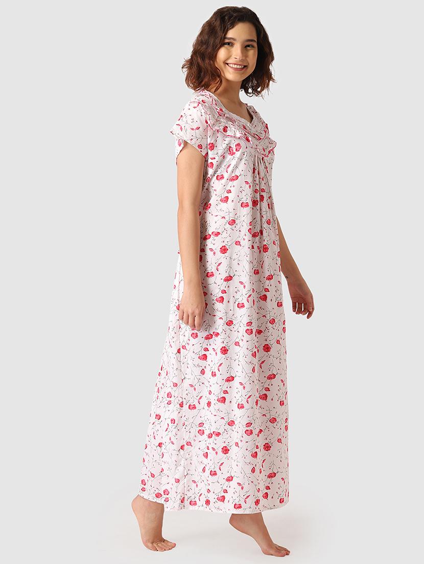 lace detail floral nighty - 17550279 - Zoom Image - 2