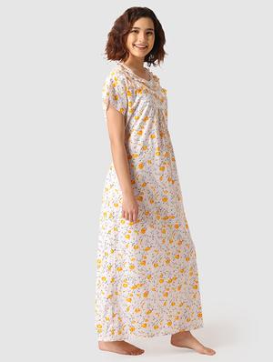 lace detail floral nighty - 17550280 - Standard Image - 4