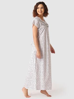 lace detail printed nighty - 17550288 - Standard Image - 3