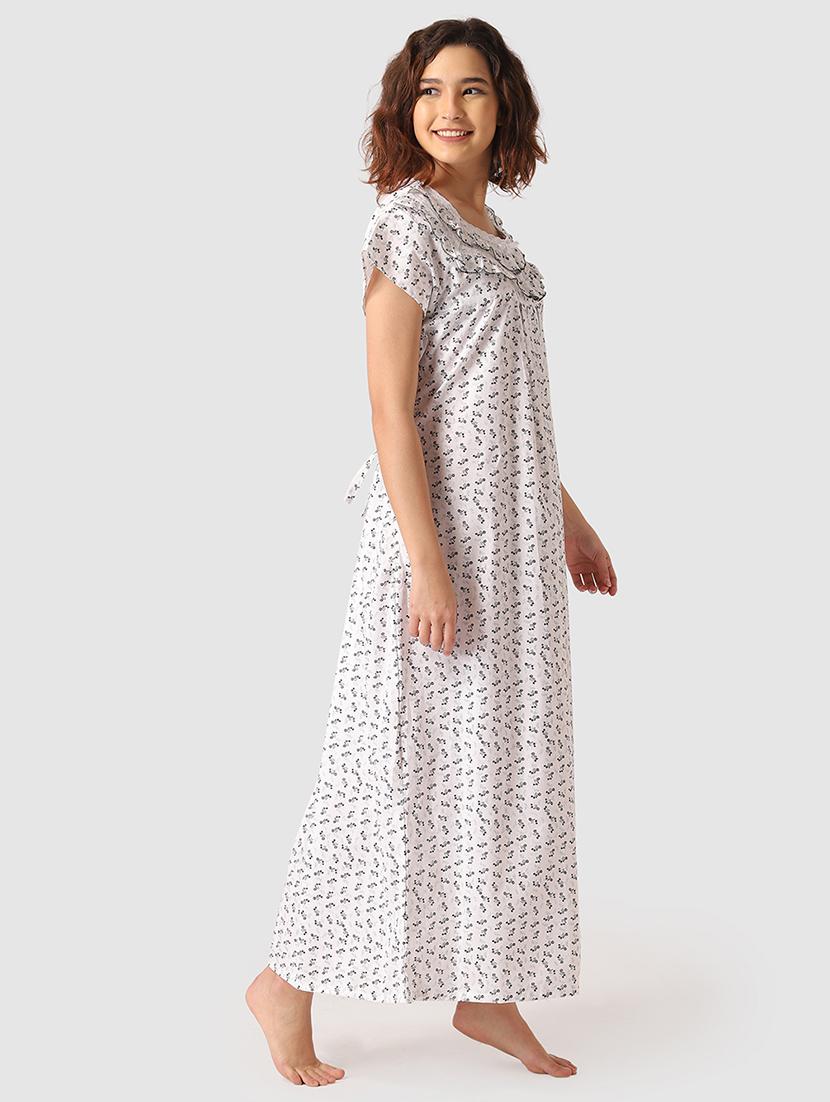 lace detail printed nighty - 17550288 - Zoom Image - 3