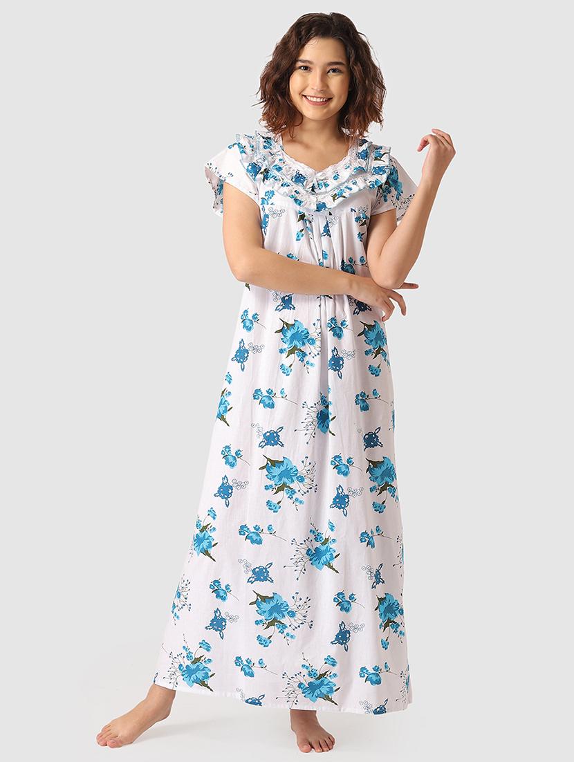 lace detail printed nighty - 17550291 - Zoom Image - 2