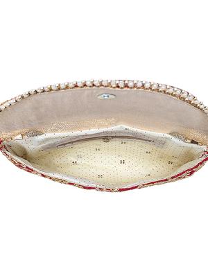 maroon faux silk envelope clutch - 17550379 - Standard Image - 3