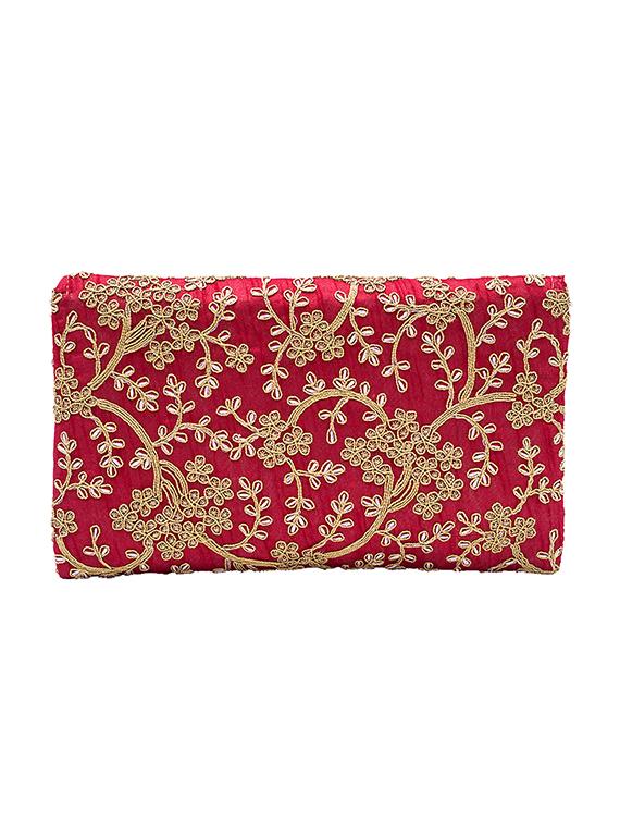 maroon faux silk envelope clutch - 17550379 - Zoom Image - 2