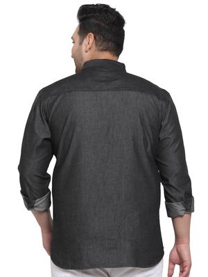 plus size black solid casual shirt - 17550400 - Standard Image - 3