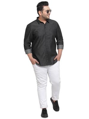 plus size black solid casual shirt - 17550400 - Standard Image - 4