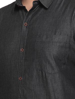 plus size black solid casual shirt - 17550400 - Standard Image - 5