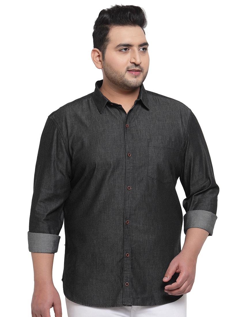 plus size black solid casual shirt - 17550400 - Zoom Image - 1