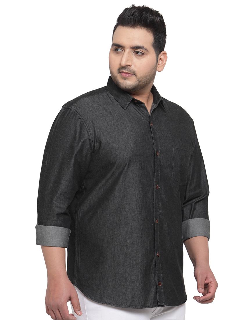 plus size black solid casual shirt - 17550400 - Zoom Image - 2