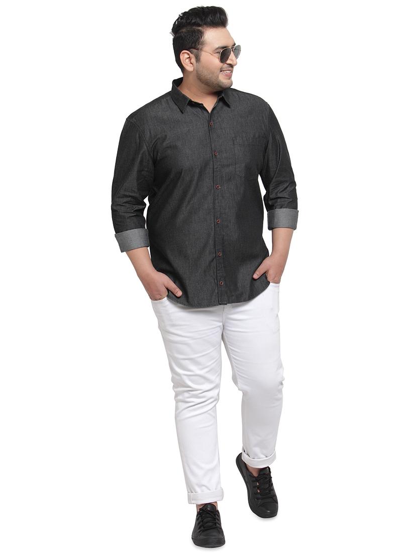 plus size black solid casual shirt - 17550400 - Zoom Image - 4