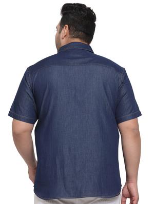 plus size blue solid casual shirt - 17550406 - Standard Image - 3