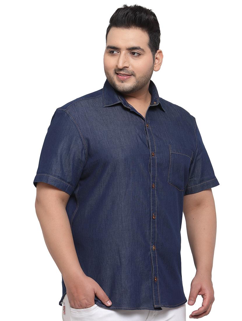 plus size blue solid casual shirt - 17550406 - Zoom Image - 2