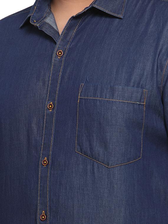 plus size blue solid casual shirt - 17550406 - Zoom Image - 5